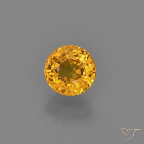 0.76ct 天然 濃いゴールデンオレンジ サファイア, ラウンド, VVS