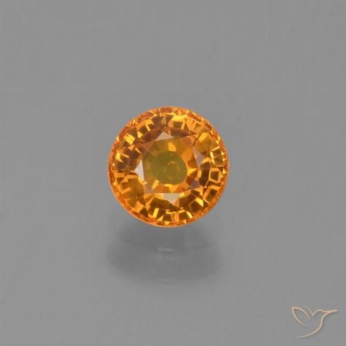 0.71ct 天然 ミディアムオレンジ サファイア, ラウンド, VS