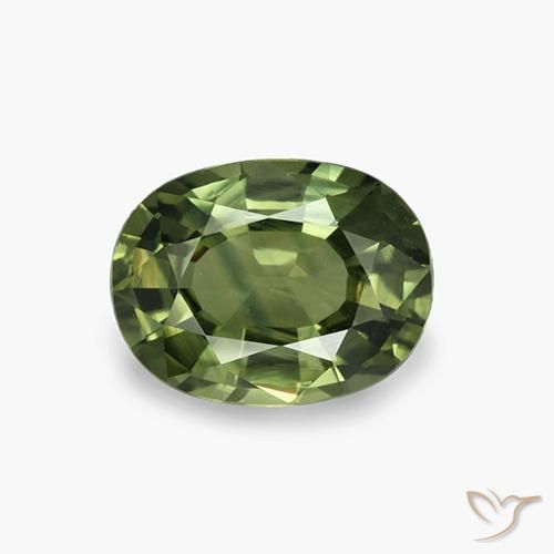 4.09ct 天然 ミディアムダークグリーン サファイア, 楕円形, VVS-VS