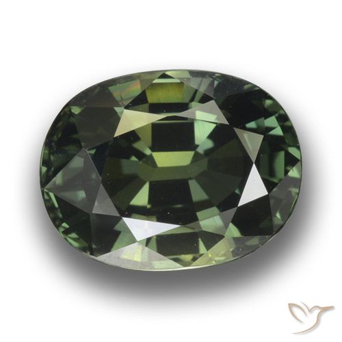 3.34ct 天然 ダークグリーン サファイア, 楕円形, VVS-VS