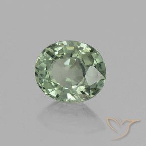 0.75カラットの天然Medium Light Greenサファイア、楕円形、VVS-VS