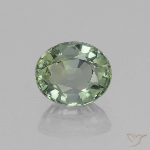 0.92ct 天然 ミディアム薄いグリーン サファイア, 楕円形, VVS-VS