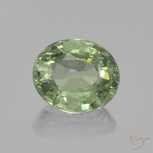 0.80ct 天然 薄いセージグリーン サファイア, 楕円形, VVS-VS