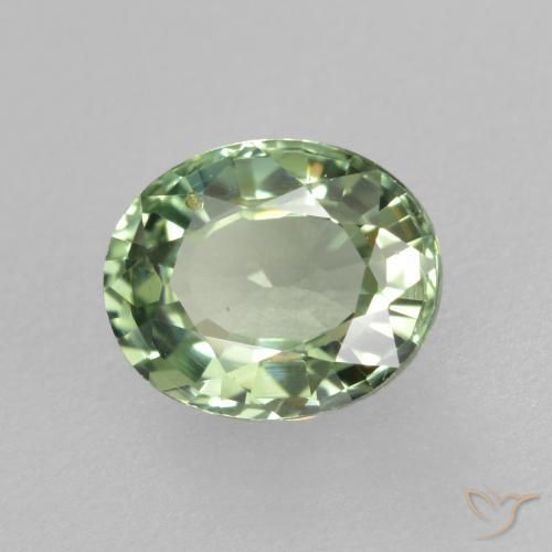 0.76カラットの天然Medium Light Greenサファイア、楕円形、VVS-VS