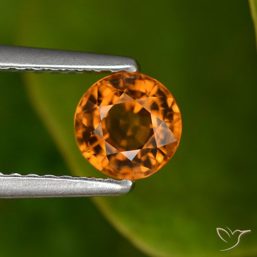 0.88ct 天然 ミディアムダークオレンジ サファイア, ラウンド, VVS-VS