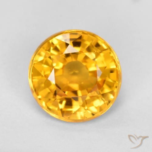 0.83ct 天然 ミディアムオレンジ サファイア, ラウンド, VVS-VS