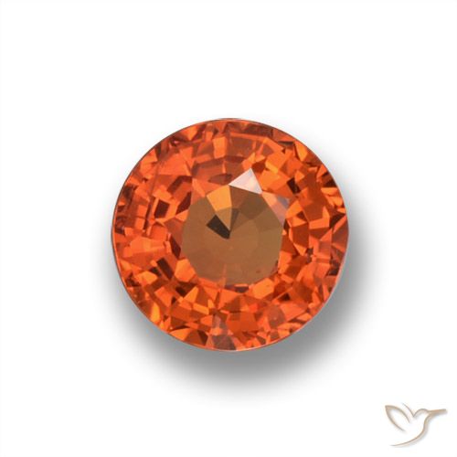 0.59ct 天然 ミディアムオレンジ サファイア, ラウンド, VVS-VS