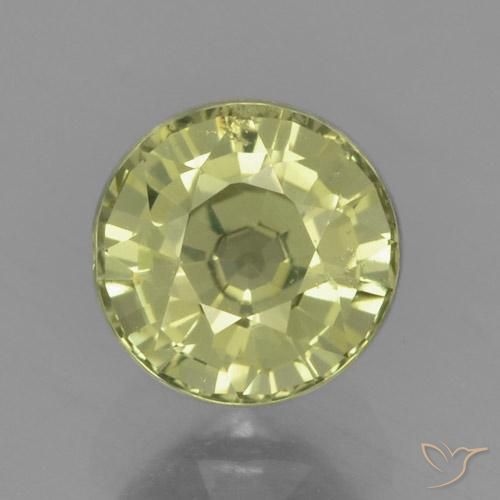 0.84ct 天然 緑ががかったイエロー サファイア, ラウンド, VS