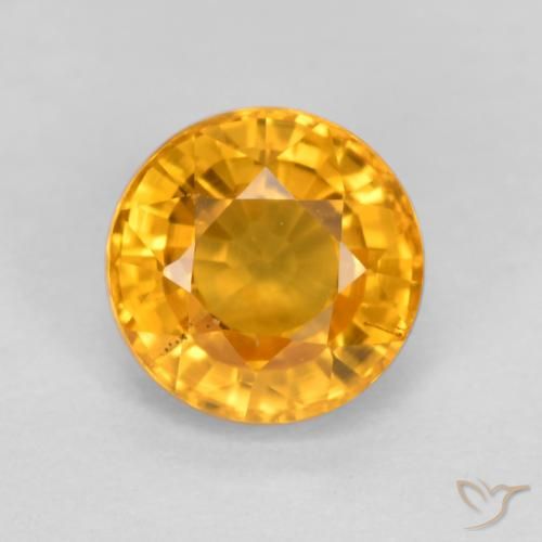 0.75ct 天然 ミディアムオレンジ サファイア, ラウンド, VS