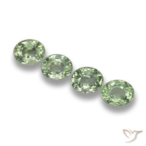 3.42ctw 天然 Medium Light Green サファイア, 楕円形, VVS-VS