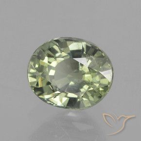 0.91カラットの天然Medium Light Greenサファイア、楕円形、VS