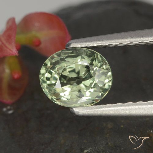 0.85ct 天然 ライトグリーン サファイア, 楕円形, VVS-VS