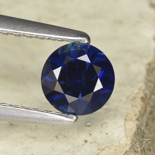 0.60ct 天然 ディープブルー サファイア, ラウンド, VVS-VS