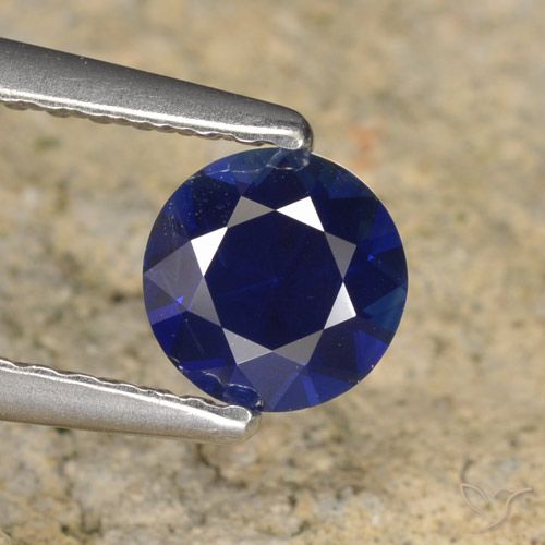 0.62ct 天然 ダークブルー サファイア, ラウンド, VVS-VS