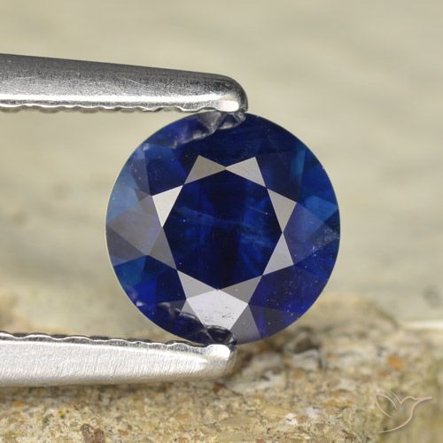 0.60ct 天然 ディープブルー サファイア, ラウンド, VVS-VS