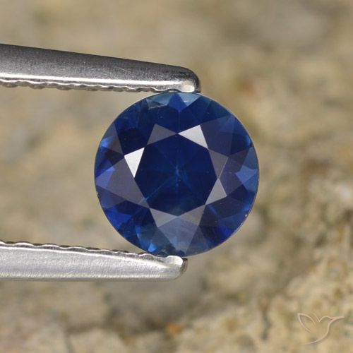 0.67ct 天然 ネイビーブルー サファイア, ラウンド, VVS-VS