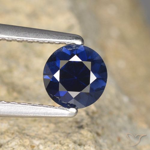 0.64ct 天然 ネイビーブルー サファイア, ラウンド, VVS