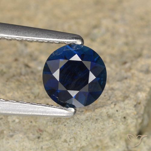 0.63ct 天然 トワイライトブルー サファイア, ラウンド, VVS-VS