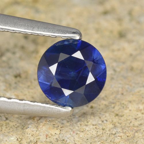 0.57ct 天然 ダークブルー サファイア, ラウンド, VS