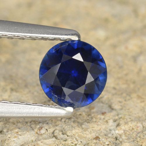 0.56ct 天然 ネイビーブルー サファイア, ラウンド, VS