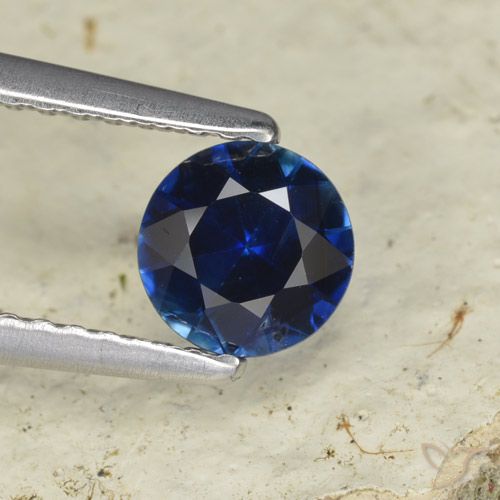 0.70ct 天然 ダークブルー サファイア, ラウンド, VVS-VS
