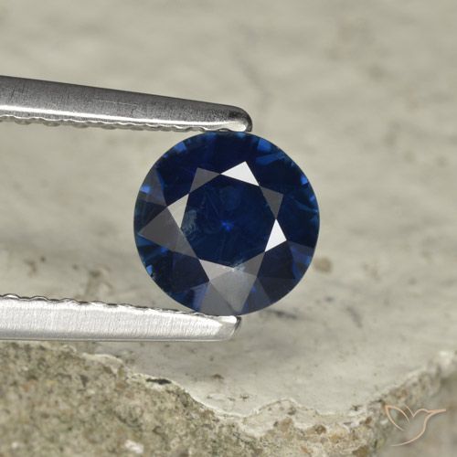 0.74ct 天然 ダークブルー サファイア, ラウンド, VVS-VS