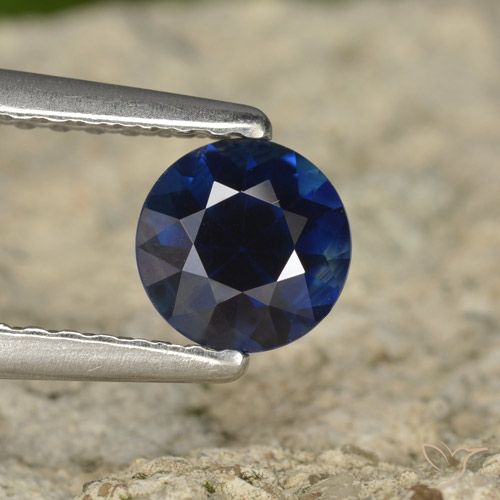 0.71ct 天然 ダークブルー サファイア, ラウンド, VVS