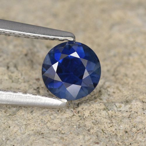 0.69ct 天然 ネイビーブルー サファイア, ラウンド, VS