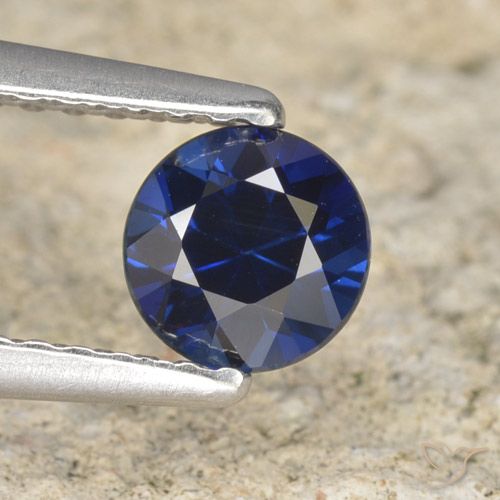 0.62ct 天然 ネイビーブルー サファイア, ラウンド, VVS