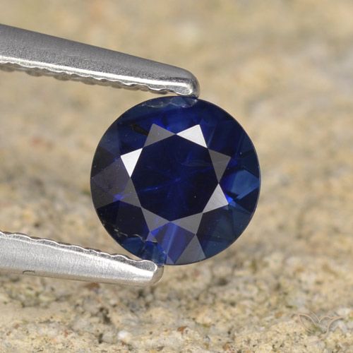 0.62ct 天然 ダークブルー サファイア, ラウンド, VVS-VS