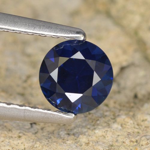 0.64ct 天然 ダークブルー サファイア, ラウンド, VVS-VS