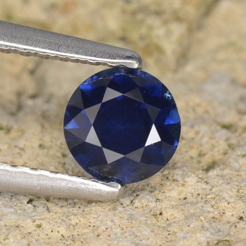 0.55ct 天然 ディープブルー サファイア, ラウンド, VVS-VS