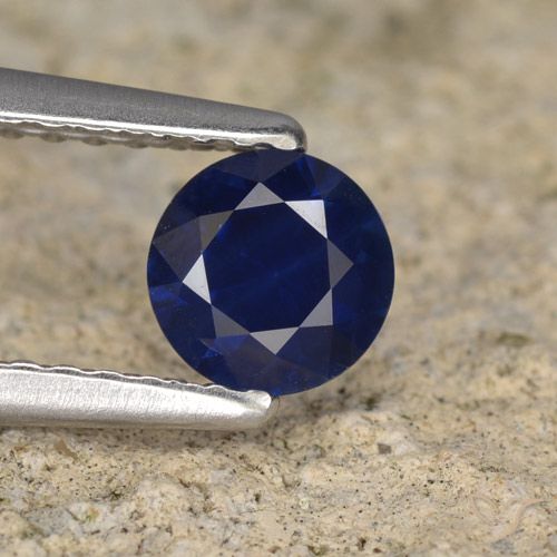 0.56ct 天然 ダークブルー サファイア, ラウンド, VVS