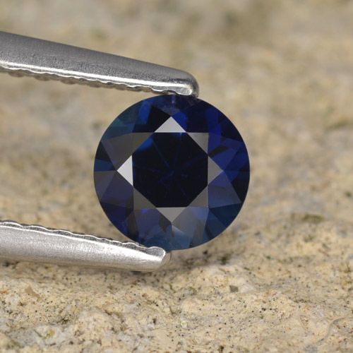 0.58ct 天然 ディープブルー サファイア, ラウンド, VVS