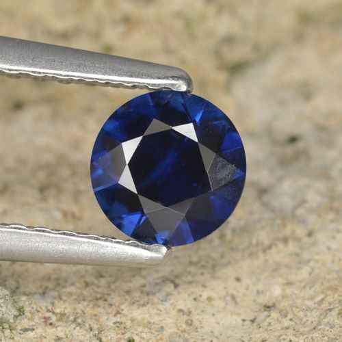 0.59ct 天然 ダークブルー サファイア, ラウンド, VVS