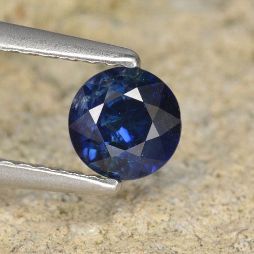 0.62ct 天然 ネイビーブルー サファイア, ラウンド, VS-SI