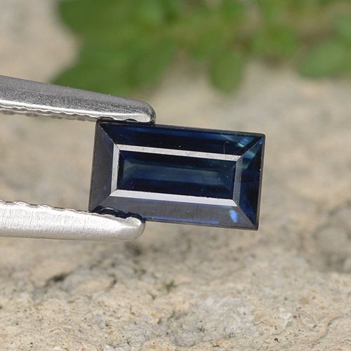 0.59ct 天然 ディープブルー サファイア, バゲット, VS