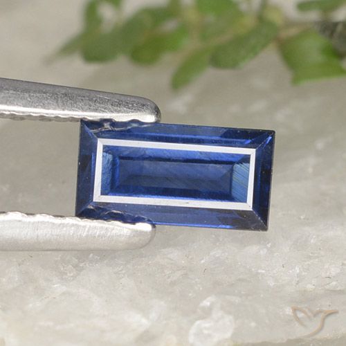 0.51ct 天然 ダークブルー サファイア, バゲット, VS