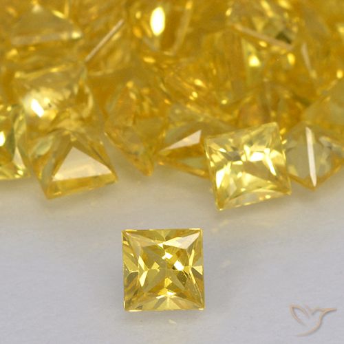 0.15ct 天然 ゴールド サファイア, 四角形, VVS-VS