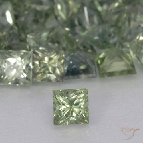 0.22ct 天然 薄いセージグリーン サファイア, 四角形, VVS-VS