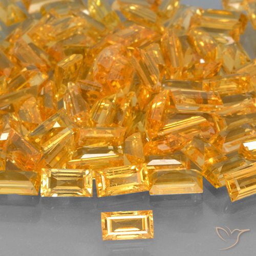 0.26ct 天然 ミディアムオレンジ サファイア, バゲット, VVS-VS