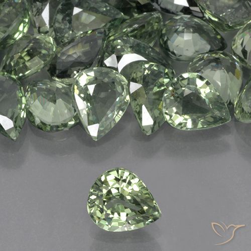 0.68ct 天然 ライトグリーン サファイア, 洋梨の形, VVS-VS