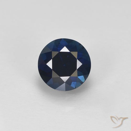0.58ct 天然 ナイトブルー サファイア, ラウンド, VVS-VS