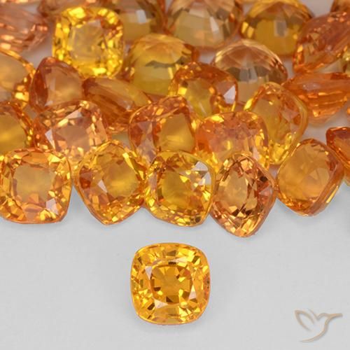 0.44ct 天然 鮮やかなオレンジ サファイア, クッション, VVS-VS