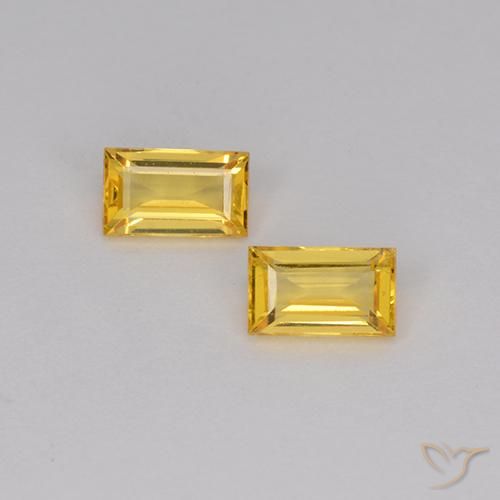 0.75ctw 天然 ゴールド サファイア, バゲット, VS