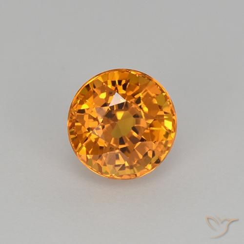0.98ct 天然 濃いオレンジゴールド サファイア, ラウンド, VVS