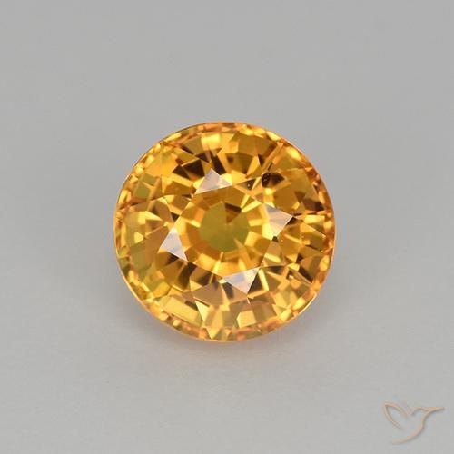1.06ct 天然 濃いオレンジゴールド サファイア, ラウンド, VVS