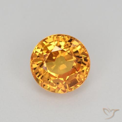 1.03ct 天然 ミディアムオレンジ サファイア, ラウンド, VVS