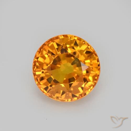 1.08ct 天然 濃いオレンジゴールド サファイア, ラウンド, VVS-VS
