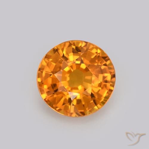 0.99ct 天然 濃いオレンジゴールド サファイア, ラウンド, VVS